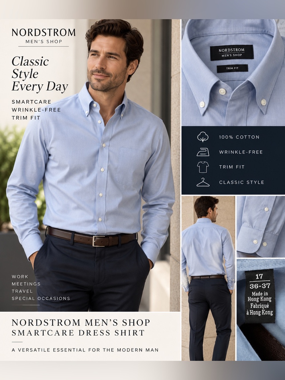 Nordstrom Men’s Shop Smartcare Wrinkle-Free Dress Shirt – 17 / 36-37